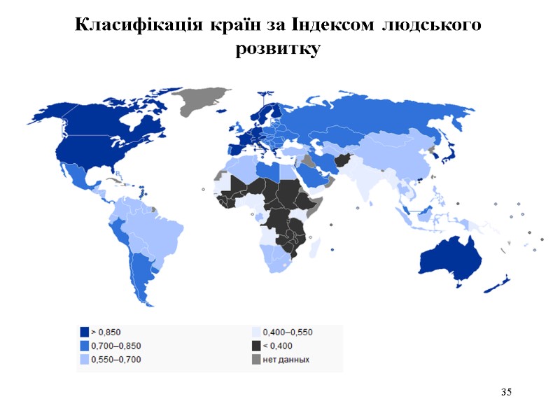 35 Класифікація країн за Індексом людського розвитку